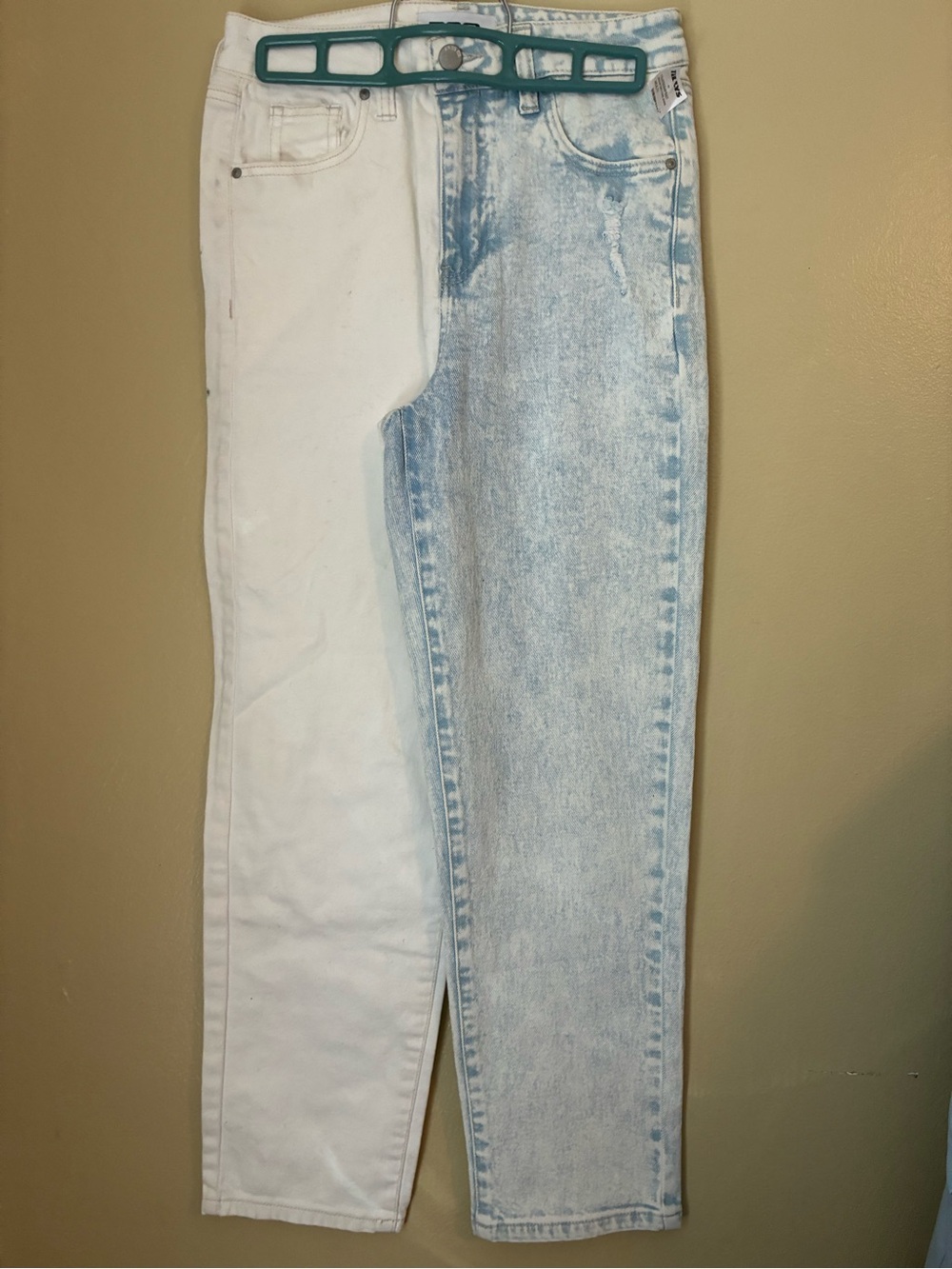 Two-Tone White and Light Blue Jeans